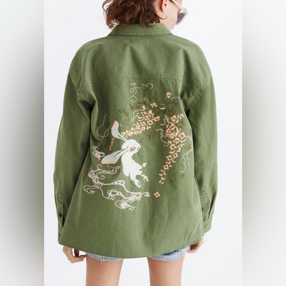 Madewell Jackets & Blazers - Madewell Olive Utility Jacket with Embroidery